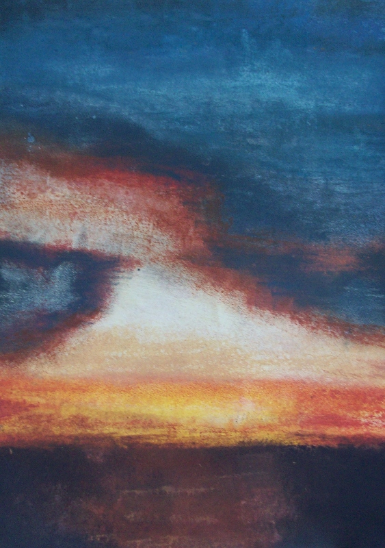 “Sonnenuntergang”, stebü, 02.07.2014, Acryl + Paper, 41 cm x 30 cm