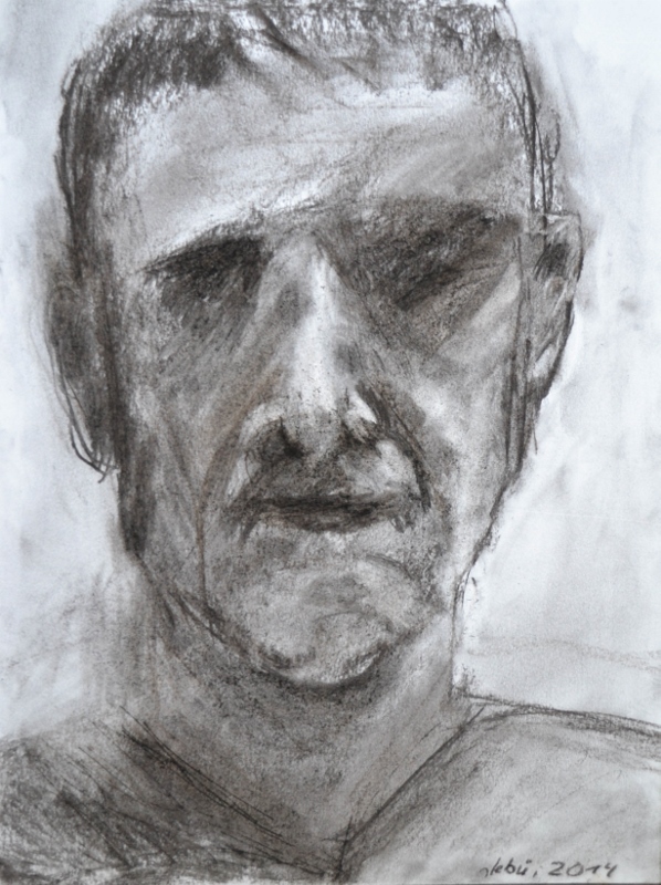 “Portrait”, stebü, 5.11.2014, Kohle + Papier, 56 cm x 42 cm