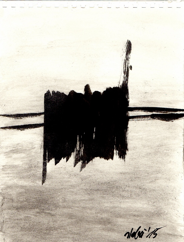 "Wege übers Land", stebü, 13.2.15, Tusche+Papier, 24cmx18cm