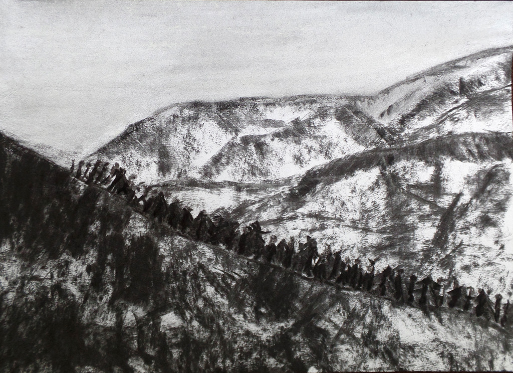 "Die Wanderung", stebü, 20.09.2015, Papier+Kohle, 29,5cm x 42,0cm