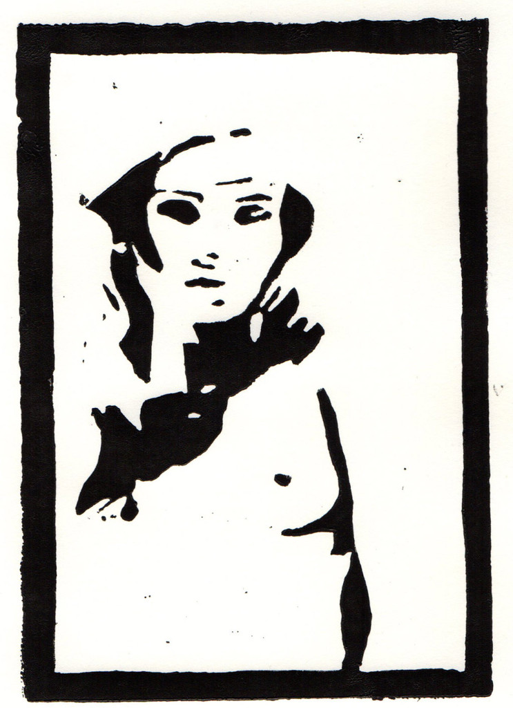 "Eva", stebü, 11.02.2017, Linolschnitt, 15cm x 10cm