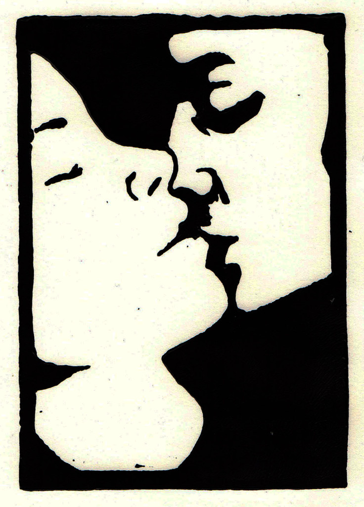 "mit Eva", stebü, 18.02.2017, Linolschnitt, 15cm x 10cm