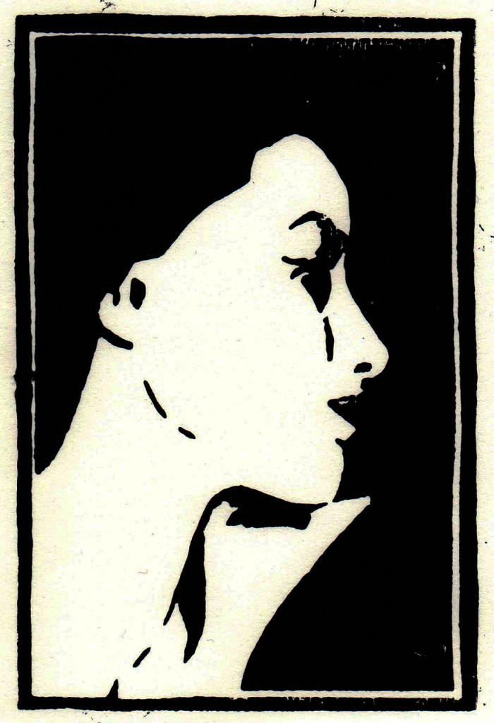 "Eva", stebü, 25.08.2017, Linolschnitt, 15cm x 10cm